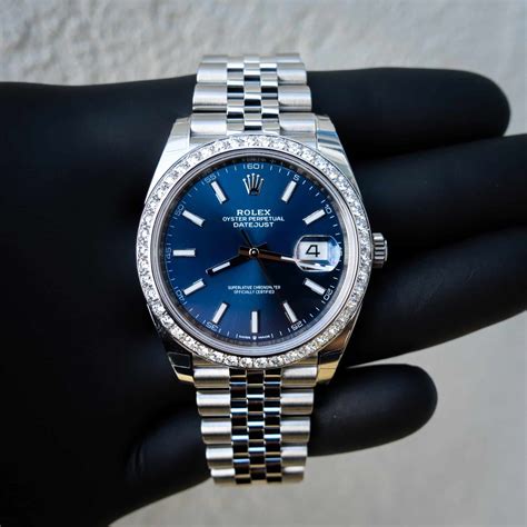 diamond blue rolex|Rolex diamond bezel 41mm.